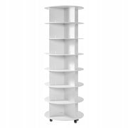 PROFESJONALNA PÓŁKA NA BUTY VEVOR OBROTOWA 7 POZIOMÓW NA 28 PAR BUTÓW BIAŁA