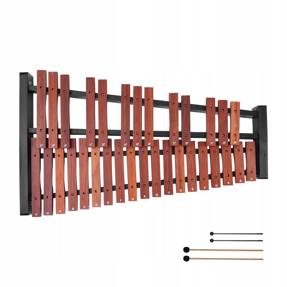 PROFESJONALNY DREWNIANY VEVOR GLOCKENSPIEL 32 NUTY Z REGULOWANYM STOJAKIEM