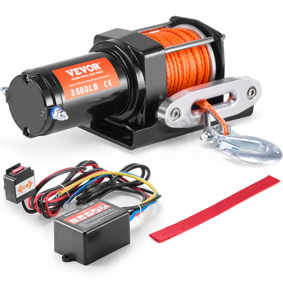 WCIĄGARKA ELEKTRYCZNA VEVOR 3500 LB 12V DC LINIA SYNTETYCZNA IP55