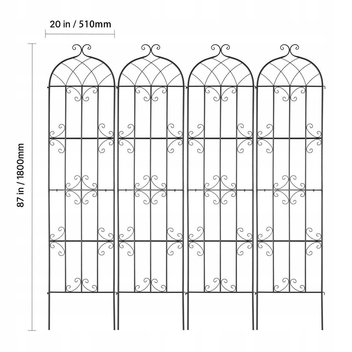 VEVOR PODPORA DO ROŚLIN PNĄCYCH 4 METALOWE KRATKI 51X220 CM SOLIDNA