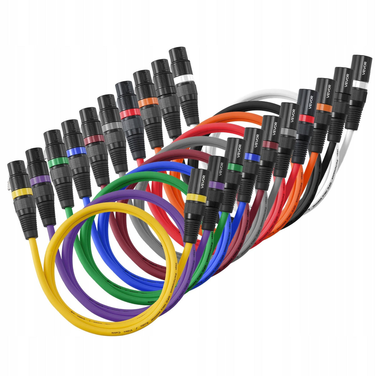 VEVOR KABEL XLR 1 M 10 SZT SYMETRYCZNE KABLE MIKROFONOWE DMX GOLD PLATED