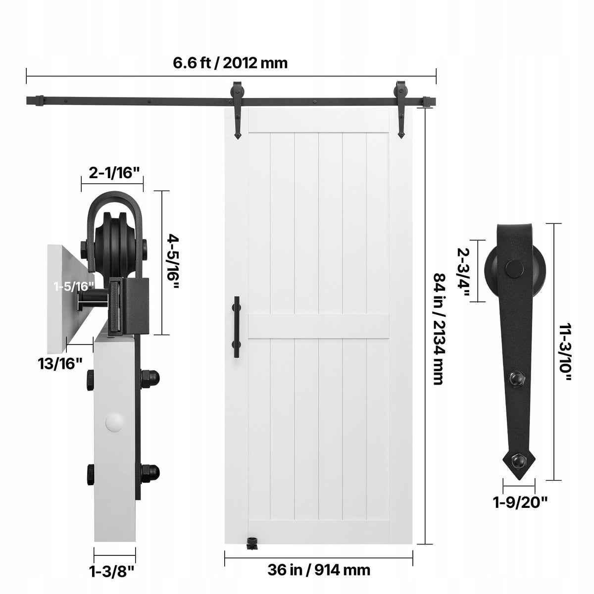 SYSTEM DRZWI PRZESUWNYCH VEVOR 914X2134MM Z PŁYT MOCNY I ŁATWY MONTAŻ