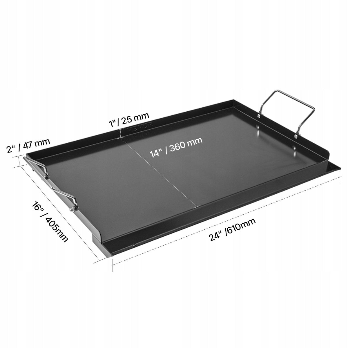 VEVOR PATELNIA GRILLOWA PROSTOKĄTNA ZE STALI WĘGLOWEJ 606X360MM MOCNA