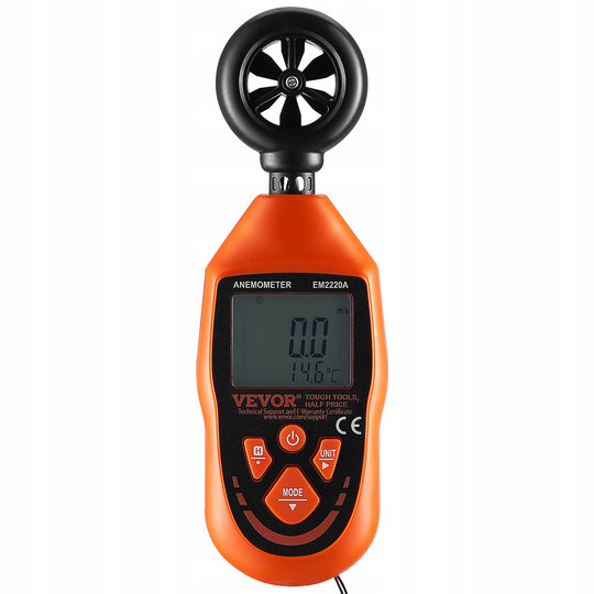 VEVOR ANEMOMETR RĘCZNY MOCNY MIERNIK PRĘDKOŚCI WIATRU 69.35 MPH LED IP44