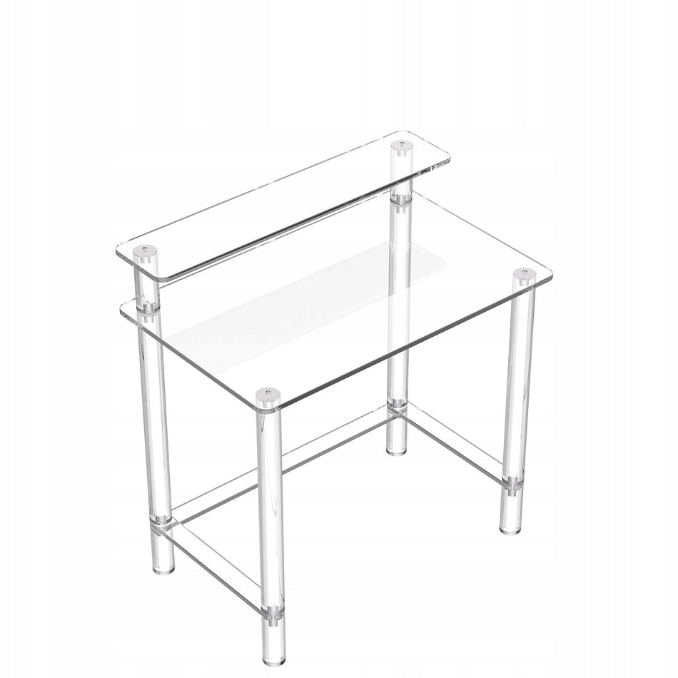 VEVOR MOCNE BIURKO AKRYLOWE DWUPOZIOMOWE PRZEZROCZYSTE 50X80X88 CM