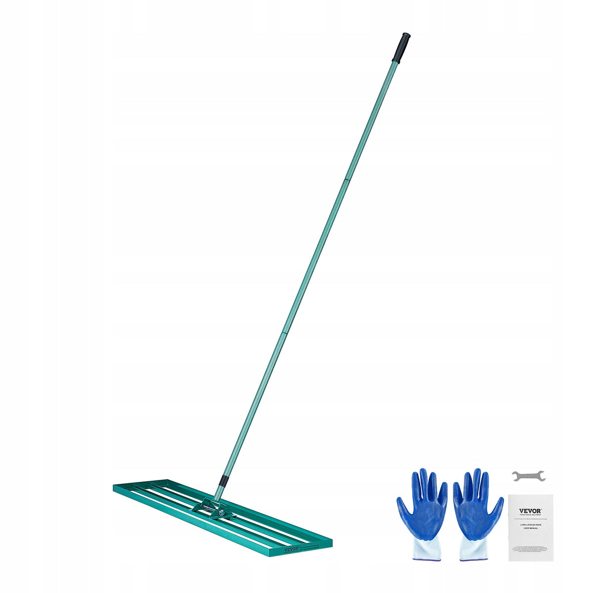PROFESJONALNE GRABIE DO TRAWY VEVOR 1219X254 MM Z PODSTAWĄ I DŁUGĄ RĄCZKĄ