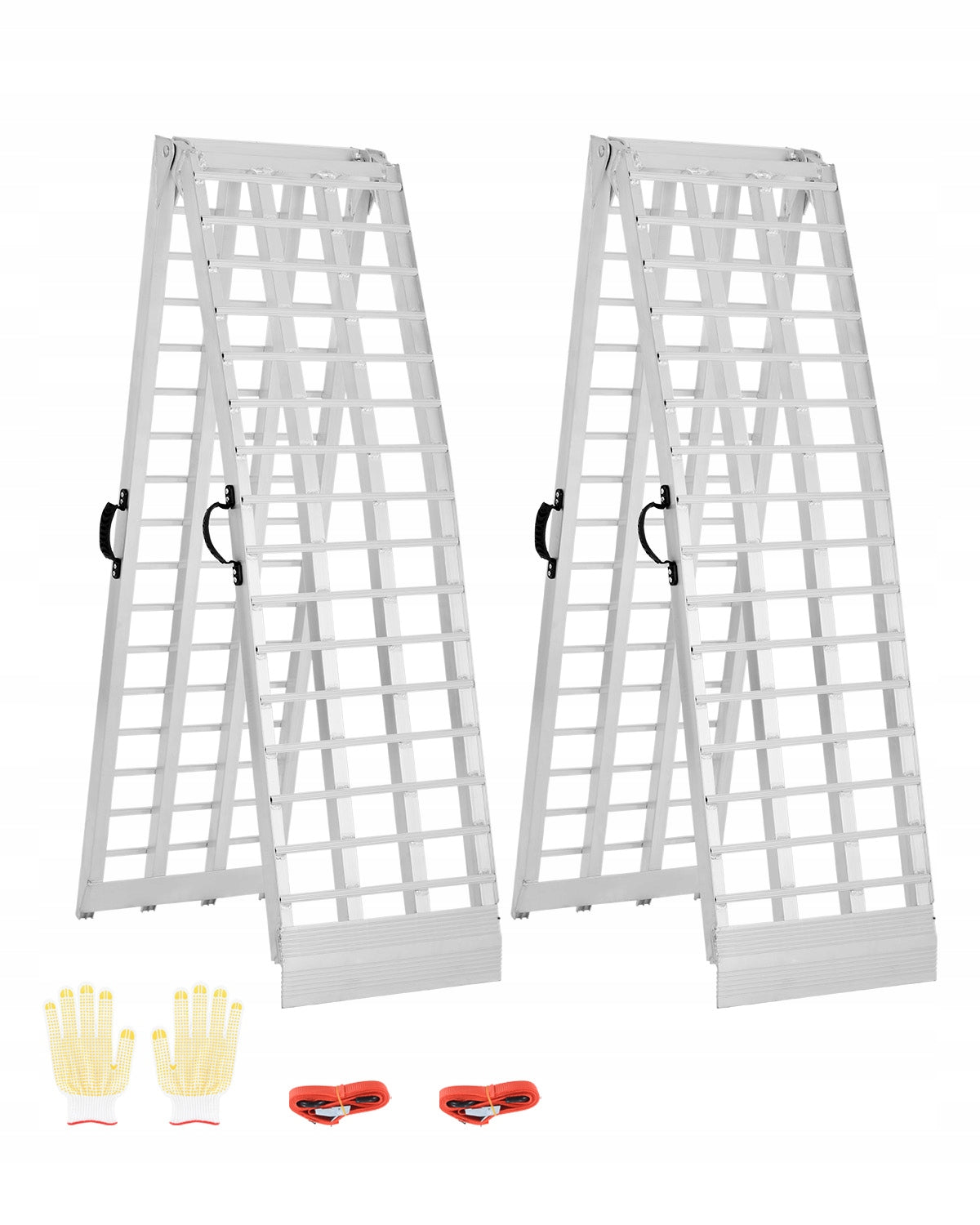 RAMPA ALUMINIOWA VEVOR 2-CZĘŚCIOWA MOCNA NOŚNOŚĆ 907 KG SKŁADANA Z PASKAMI