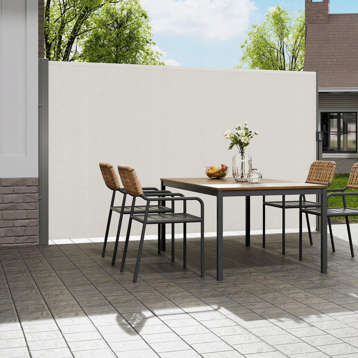 MARKIZA BOCZNA VEVOR 160X300 CM BEŻOWA POLIESTER 180G MOCNA RAMA ŻELAZNA