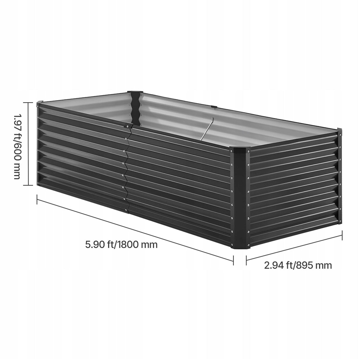 METALOWA PODNIESIONA GRZĄDKA VEVOR 180X90X60 CM OCYNKOWANA SOLIDNA DONICA