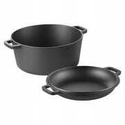 VEVOR ŻELIWNY GARNEK 2 W 1 Z POKRYWKĄ PATELNIĄ 4.73L SOLIDNY PRE-SEASONED