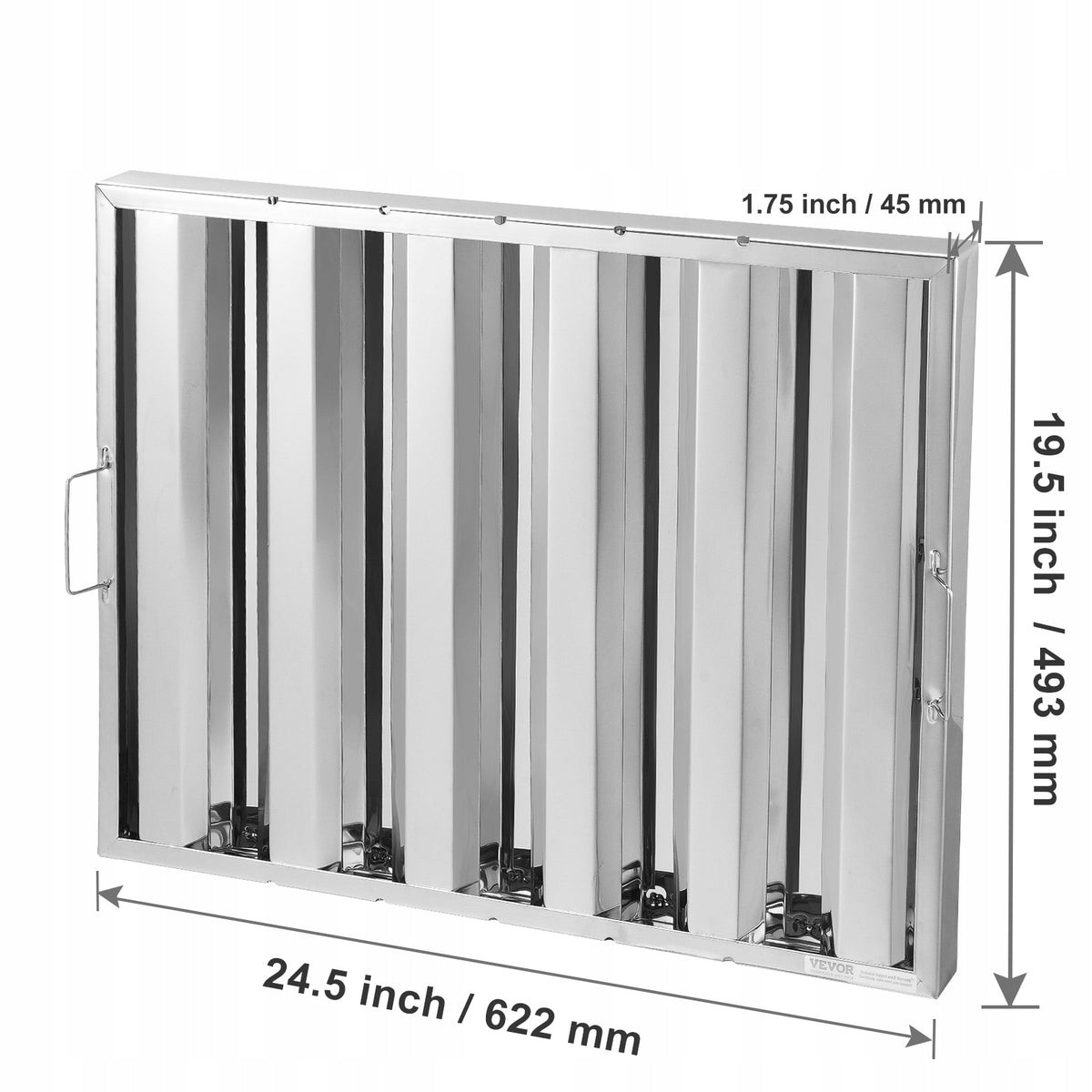 FILTRY DO OKAPÓW KUCHENNYCH VEVOR 2 SZT STAL NIERDZEWNA 622X493MM MOCNE