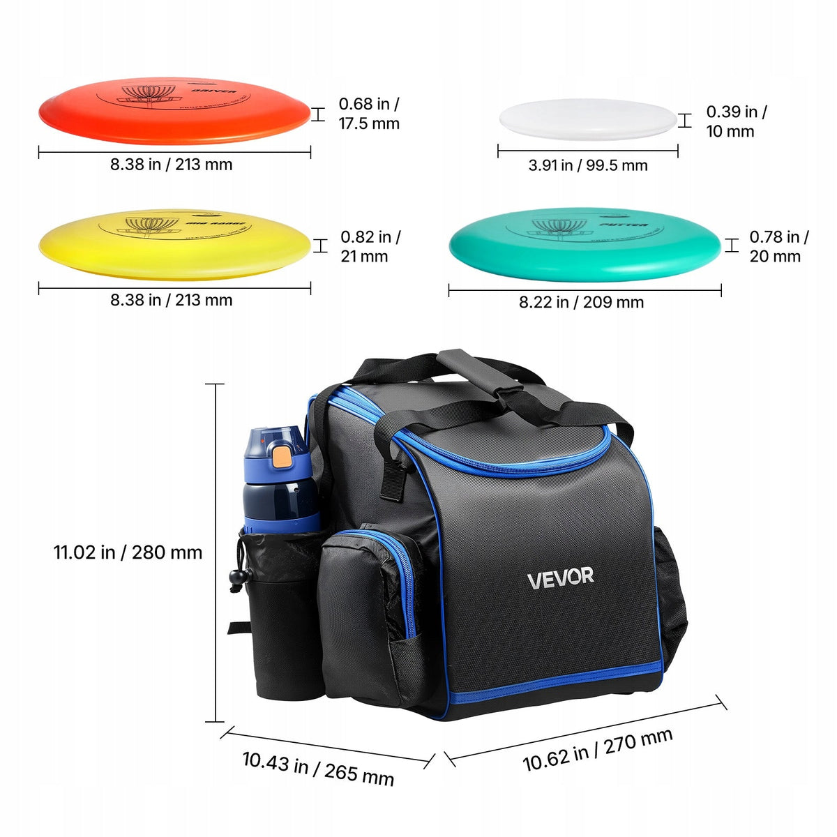 ZESTAW DO DISC GOLFA VEVOR 12 1 PCS DLA POCZĄTKUJĄCYCH Z PLECAKIEM