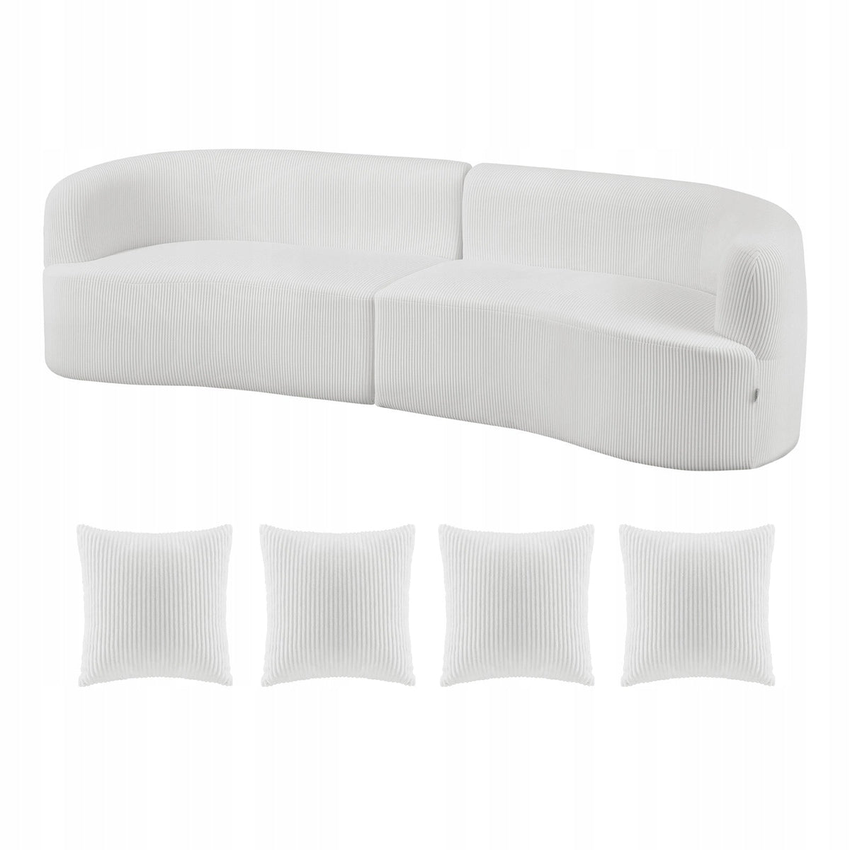 VEVOR SOFA MODUŁOWA ZAKRZYWIONA 284 CM BIAŁA Z 4 PODUSZKAMI DUŻY FOTEL