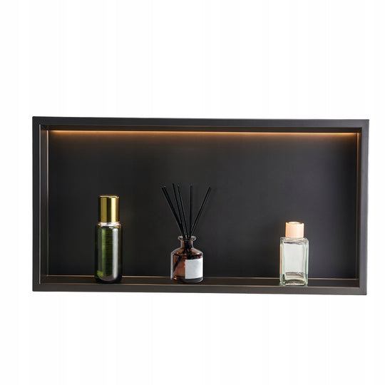 VEVOR NISZA PRYSZNICOWA WPUSZCZANA 10X33X63.5 CM STAL NIERDZEWNA LED CZARNA