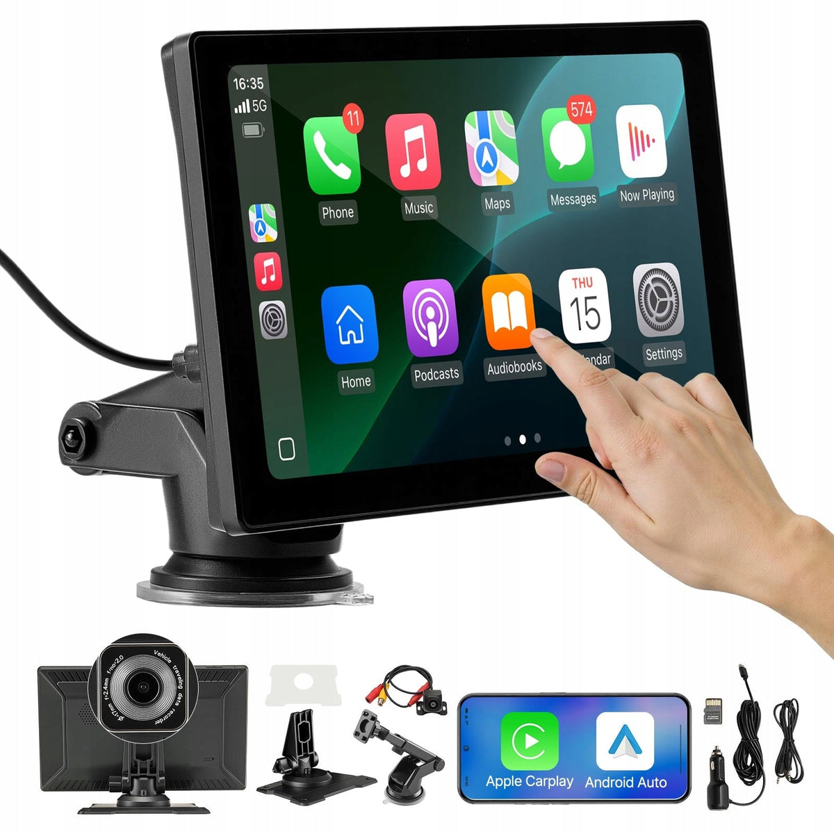 BEZPRZEWODOWE RADIO SAMOCHODOWE VEVOR 9 CALI HD DOTYKOWY EKRAN CARPLAY GPS