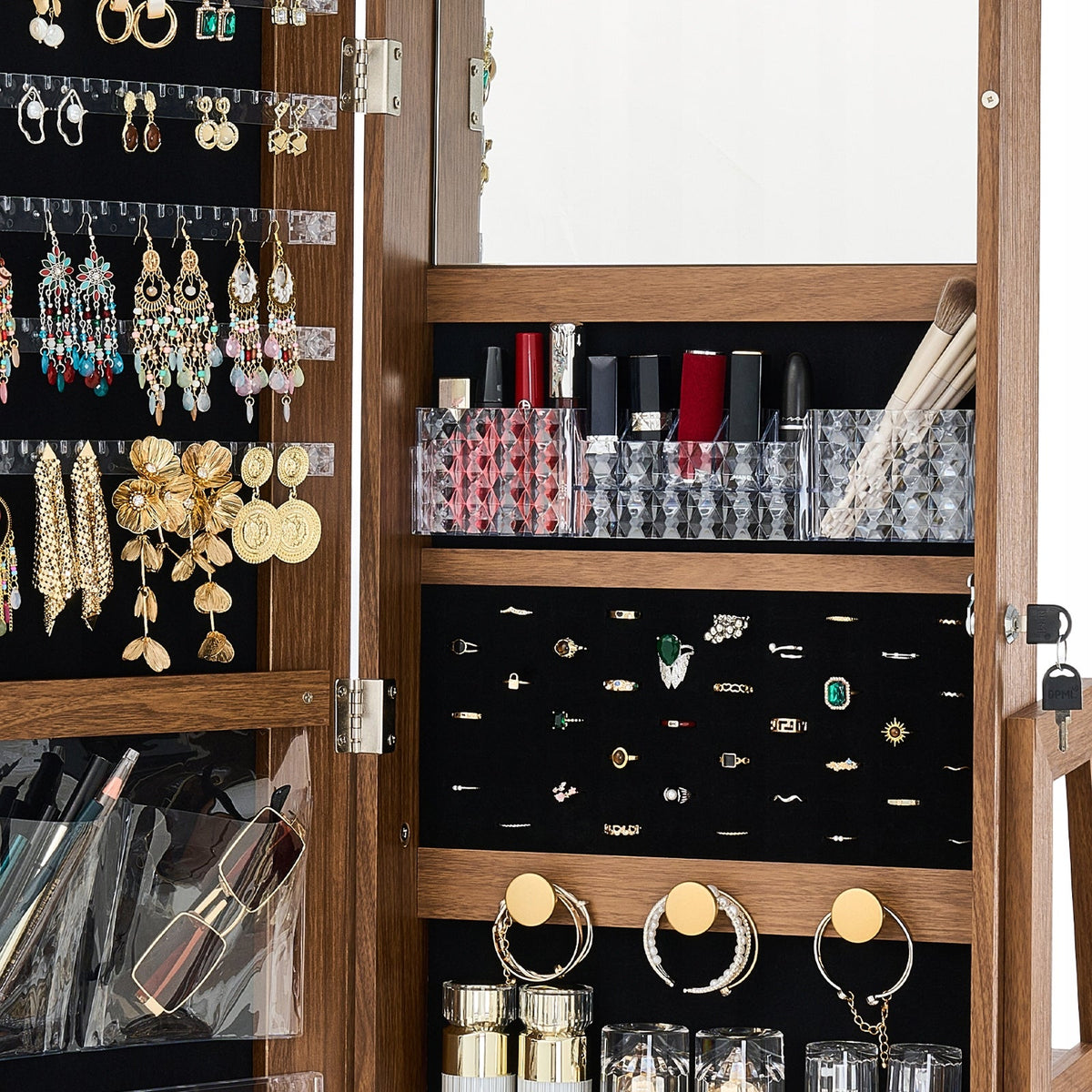 VEVOR OBROTOWA SZAFKA NA BIŻUTERIĘ 360 Z LUSTREM 1655 MM PREMIUM ORGANIZER