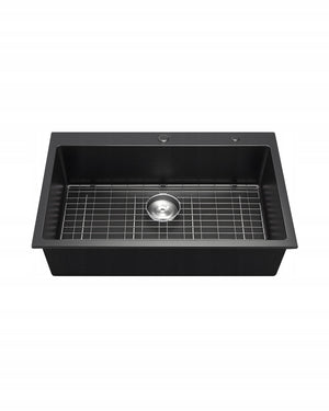 ZLEW KUCHENNY GRANITOWY VEVOR 838X559X222 MM CZARNY NATYNKOWY PREMIUM