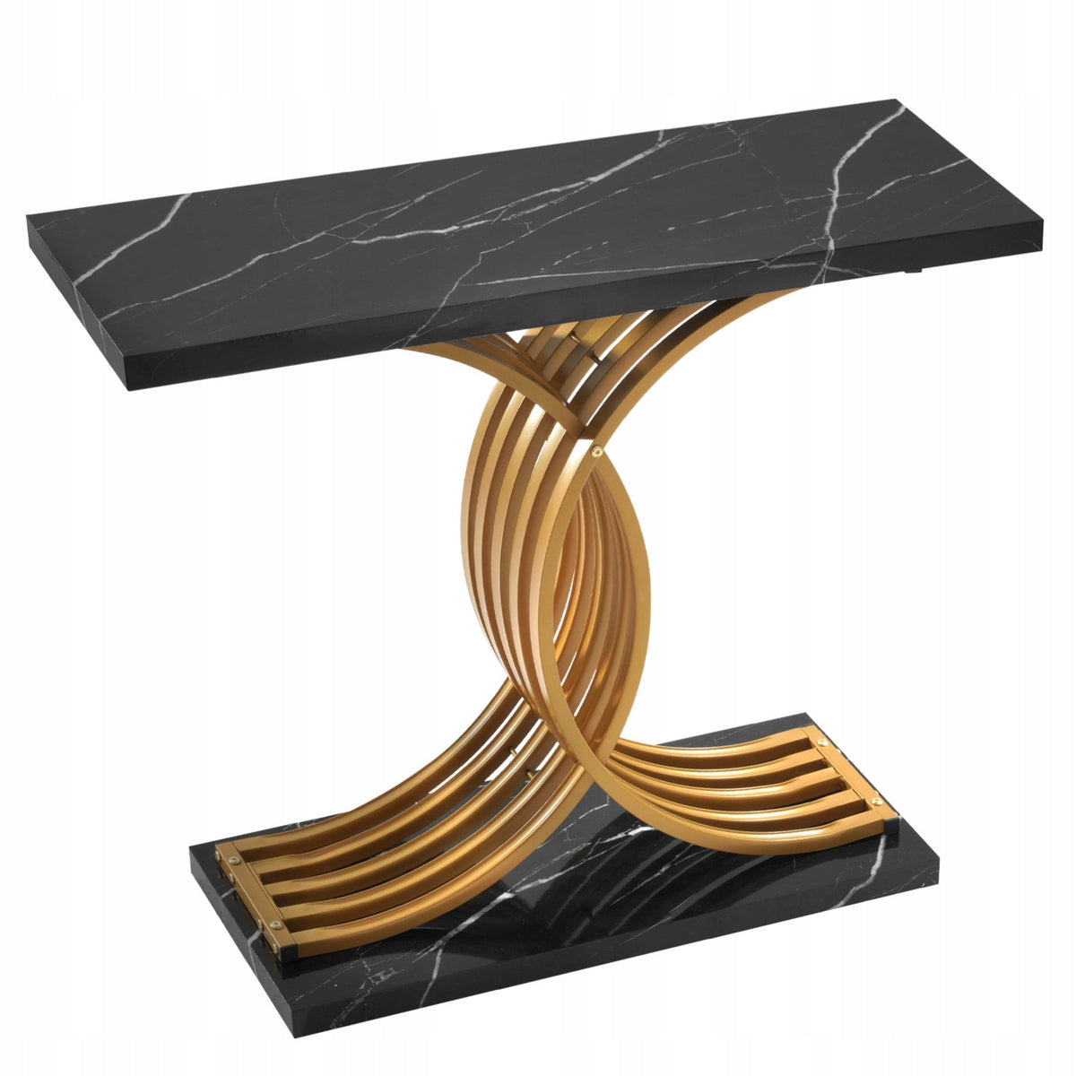 VEVOR STOLIK KONSOLOWY 100X30X81 CM CZARNY ZŁOTY NOWOCZESNY SOLIDNY MOCNY