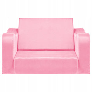 PREMIUM SOFA DZIECIĘCA VEVOR 2W1 Z GĄBKĄ 28D KRÓTKI PLUSZ RÓŻOWA