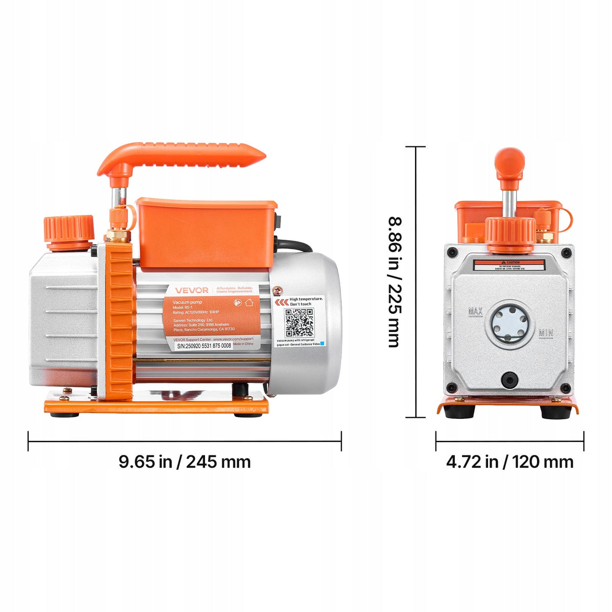 VEVOR POMPA PRÓŻNIOWA Z MANOMETREM 3 5 CFM 99 L MIN 180W JEDNOSTOPNIOWA