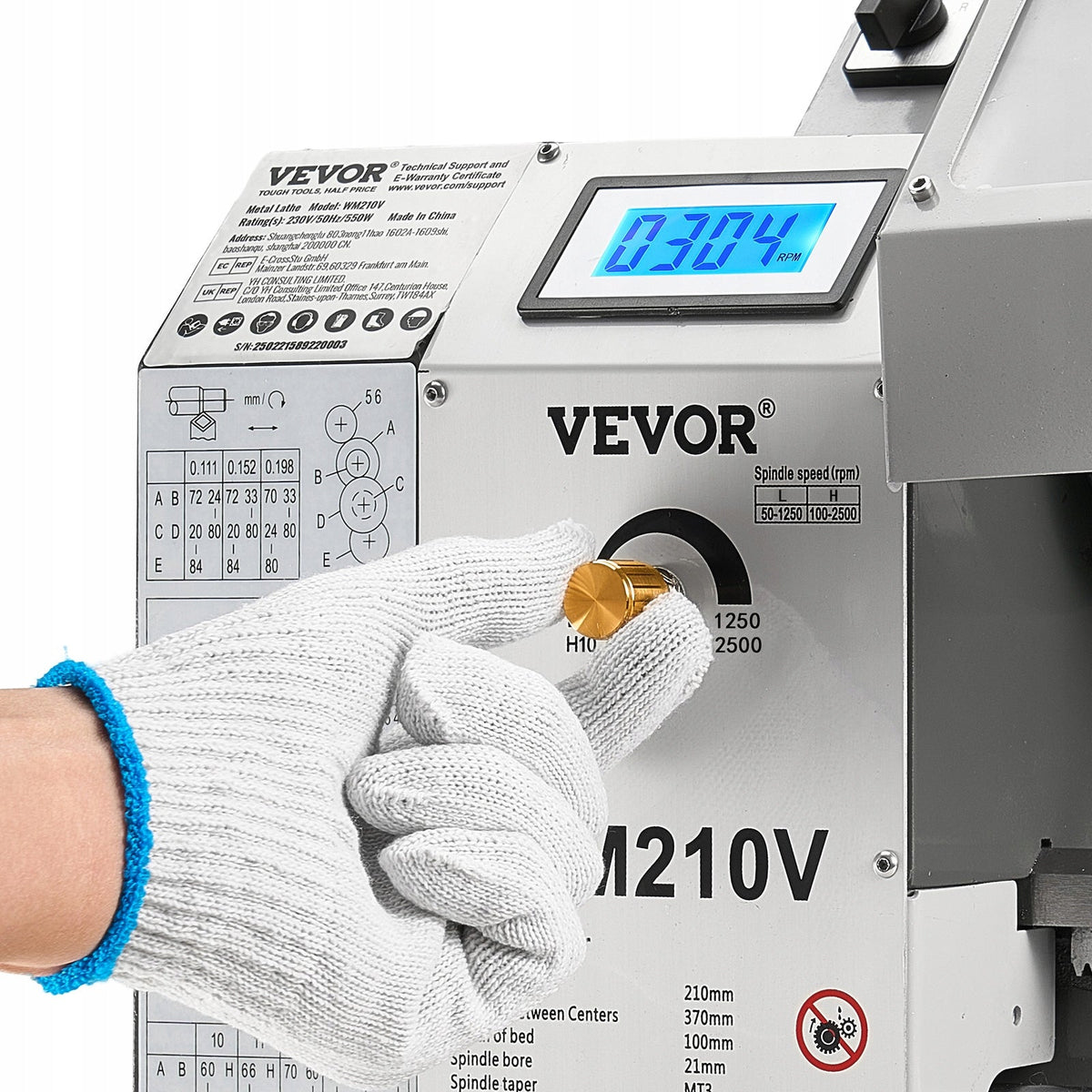 VEVOR TOKARKA DO METALU 21X37CM 550W ZMIENNA PRĘDKOŚĆ 0-2500 OBR MIN
