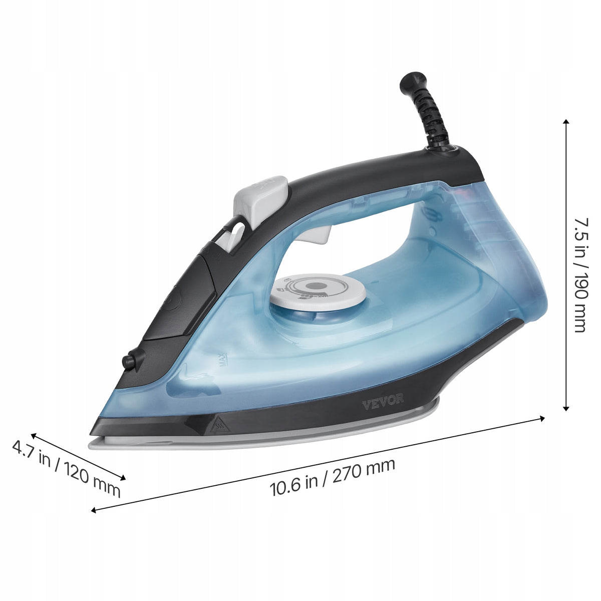 PROFESJONALNE ŻELAZKO PAROWE VEVOR 1600W STOP ALUMINIUM PTFE AUTOMATYCZNE