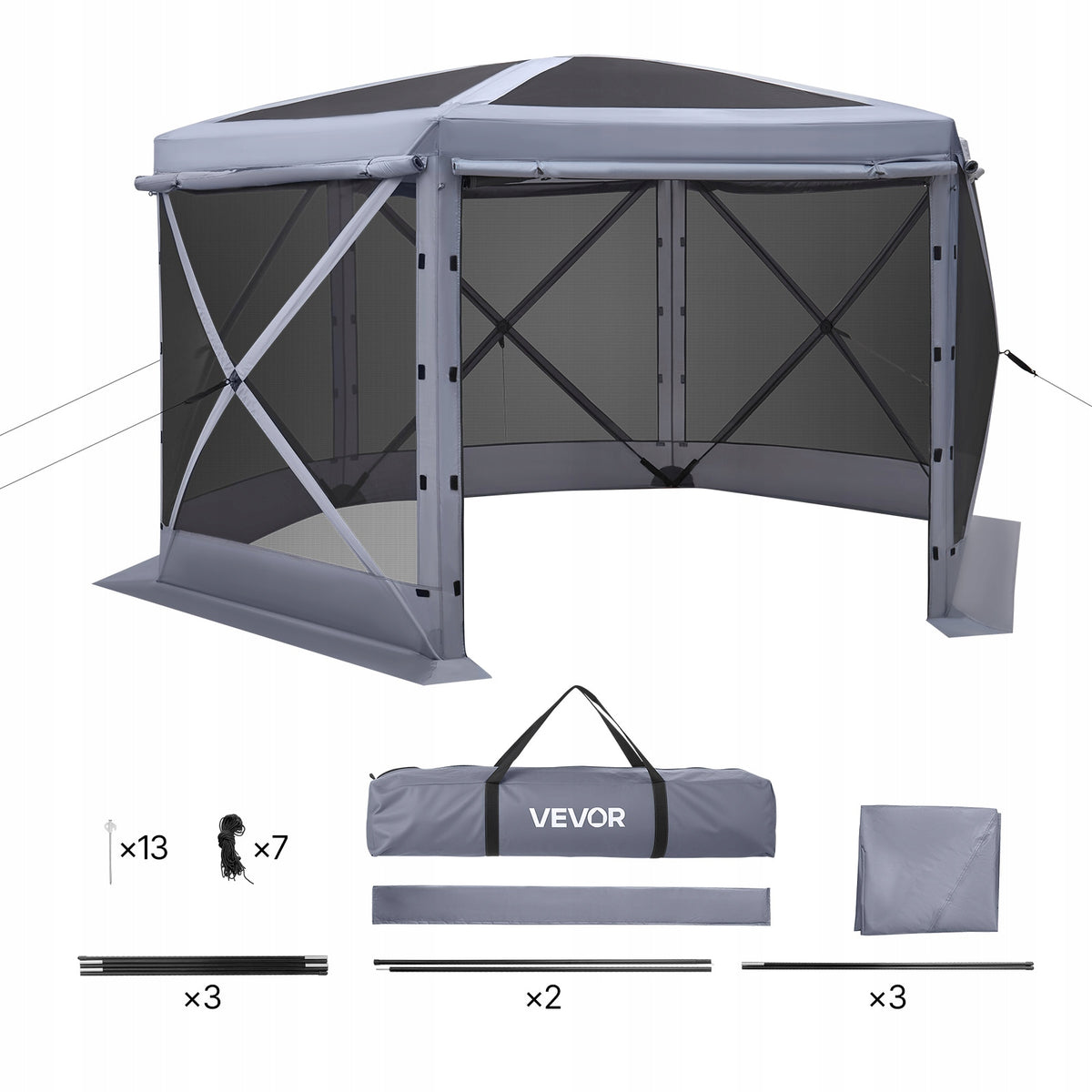 VEVOR PAWILON ROZKŁADANY 3 6X3 6M DUŻY SZEŚCIOSTRONNY NAMIOT MOCNY