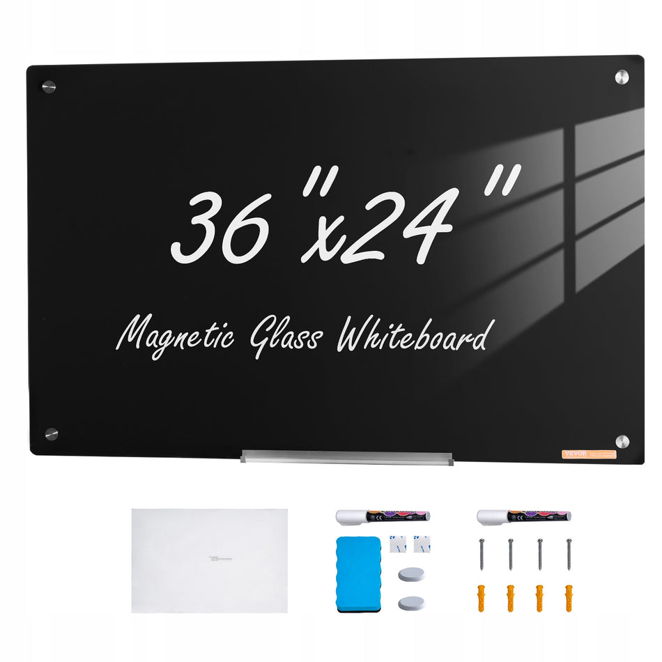 VEVOR MAGNETYCZNA SZKLANA TABLICA SUCHOŚCIERALNA 90X60CM BEZRAMOWA MOCNA
