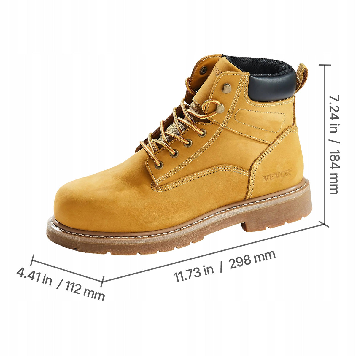BUTY ROBOCZE VEVOR ZE STALOWYM NOSKIEM US 8 WODOODPORNE ANTYPOŚLIZGOWE