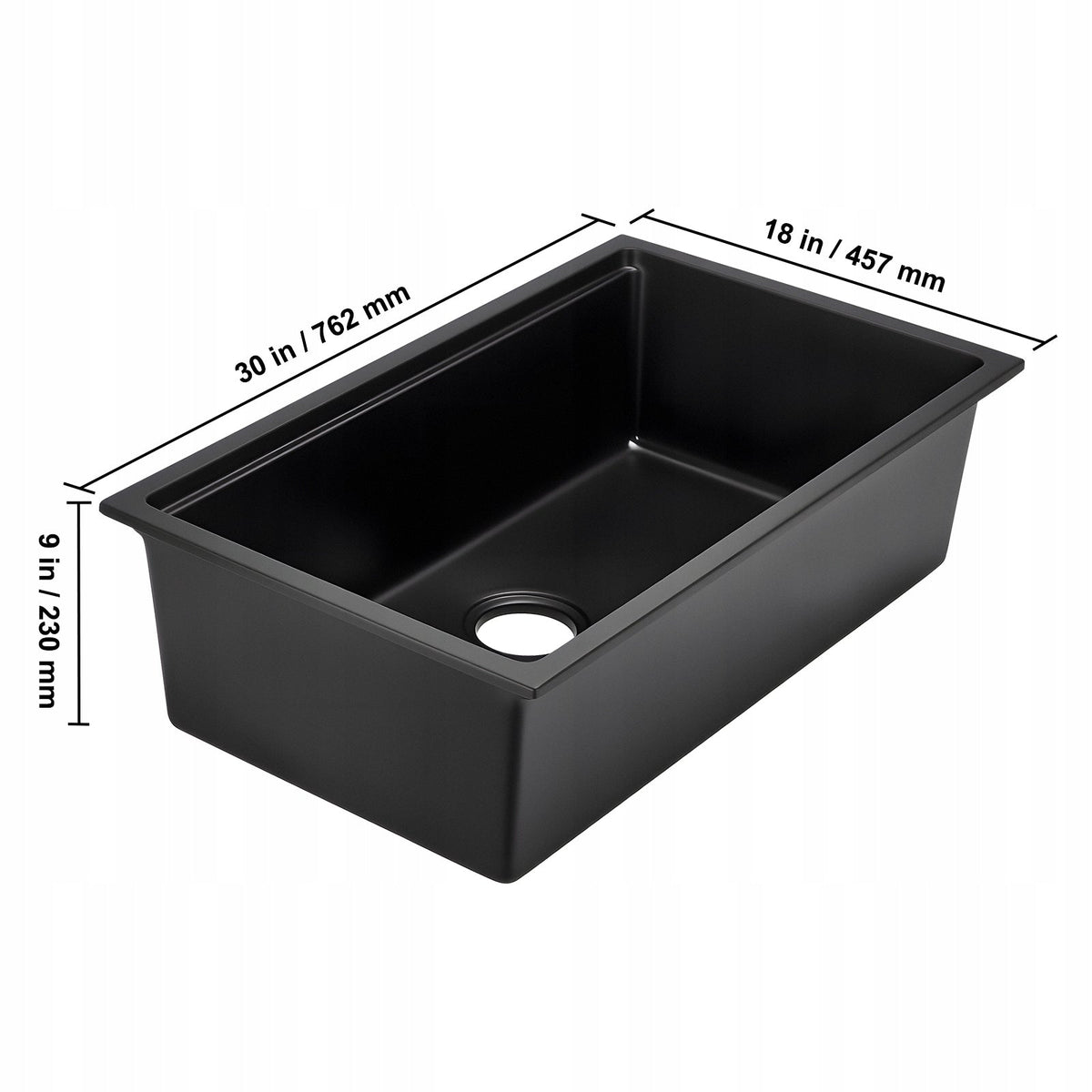 ZLEW KUCHENNY GRANITOWY VEVOR 762X457X230 MM PODBLATOWY CZARNY PREMIUM