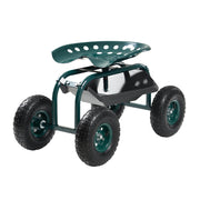 VEVOR KRZESŁO OGRODOWE NA KÓŁKACH MOBILNE REGULOWANE 300KG CZERWONE