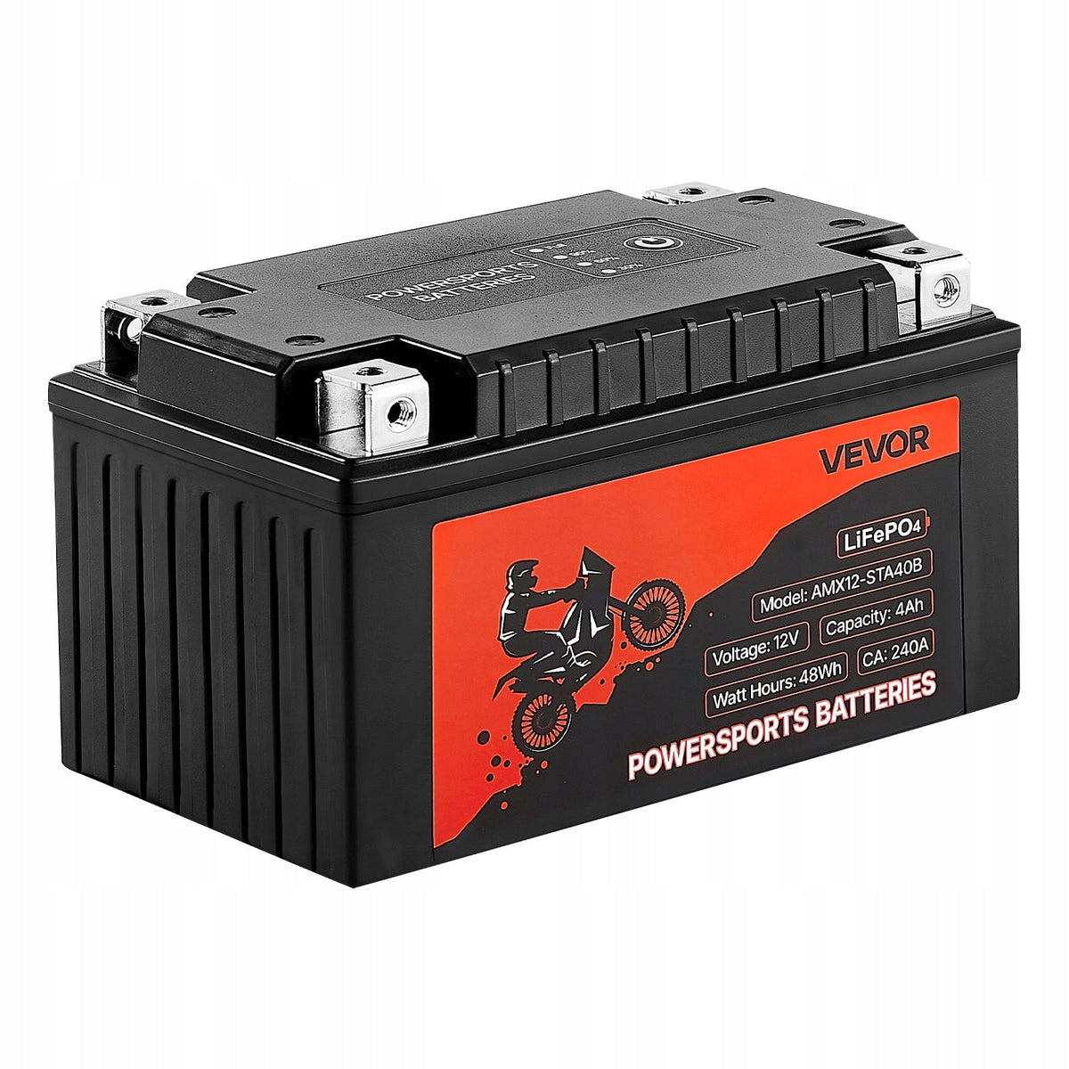 VEVOR AKUMULATOR MOTOCYKLOWY 12V 4AH LITOWO-ŻELAZOWO-FOSFORANOWY MOCNY