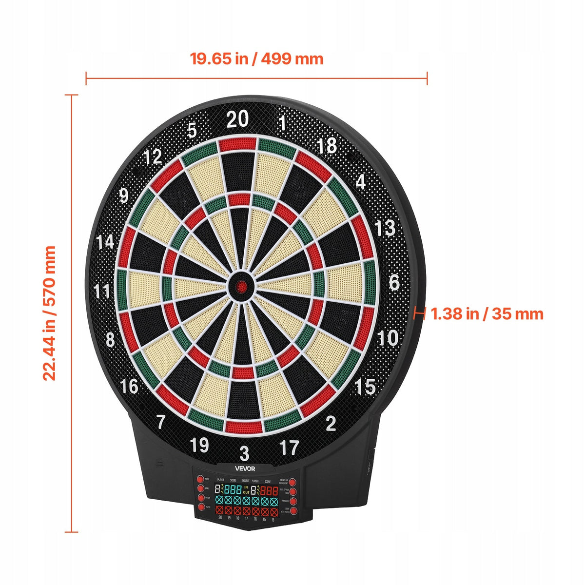 VEVOR ELEKTRONICZNA TARCZA DO DARTA 393 MM 43 GRY LCD KOLOROWY EKRAN