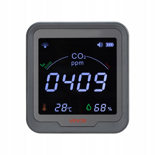 DETEKTOR CO2 VEVOR WIFI MONITOR CO2 Z WYŚWIETLACZEM TEMPERATURY