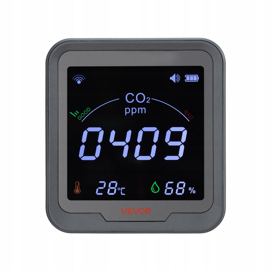 DETEKTOR CO2 VEVOR WIFI MONITOR CO2 Z WYŚWIETLACZEM TEMPERATURY
