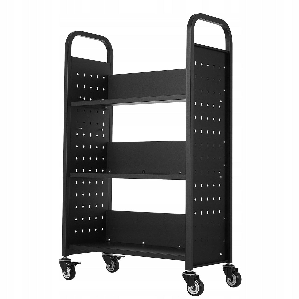 WÓZEK BIBLIOTECZNY VEVOR 150 KG 3-POZIOMOWY SOLIDNY NA KÓŁKACH 77X38X122 CM