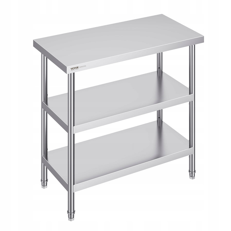 PROFESJONALNY STÓŁ ROBOCZY ZE STALI NIERDZEWNEJ VEVOR 457X914X864MM MOCNY