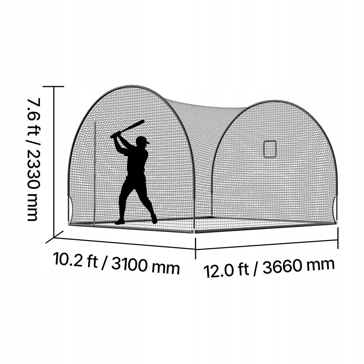 SIATKA DO KLATKI BASEBALL VEVOR 366X310X233 CM PROFESJONALNA MOCNA