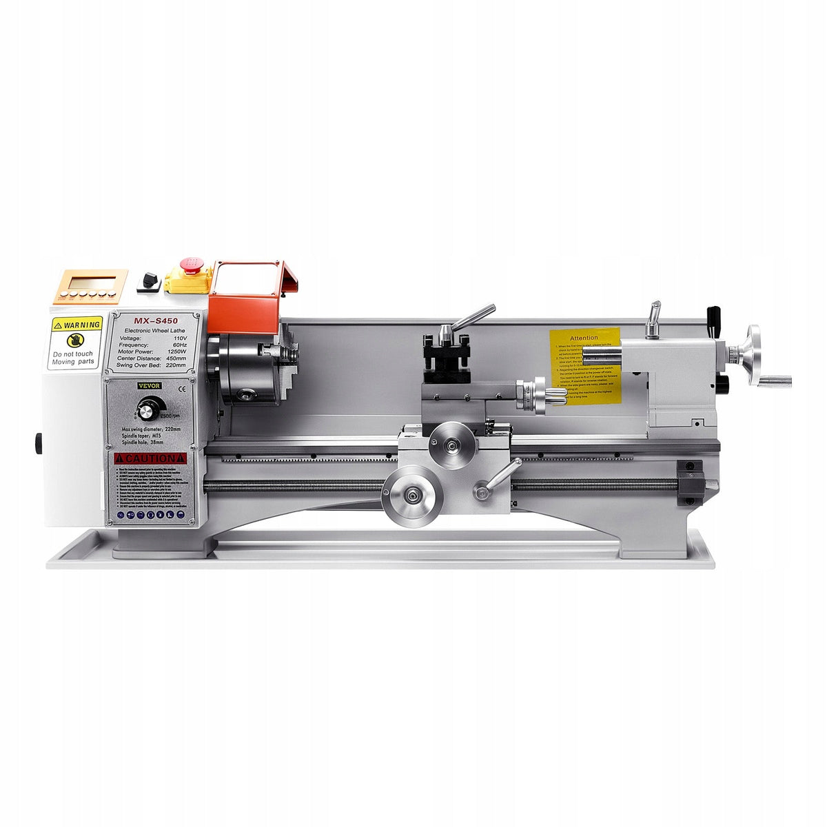 VEVOR TOKARKA DO METALU 220X450 MM STOŁOWA Z AUTOMATYCZNYM POSUWEM 1250W