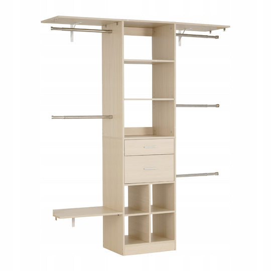 WIESZAK NA UBRANIA VEVOR DREWNIANY Z 2 SZUFLADAMI REGULOWANY ORGANIZER