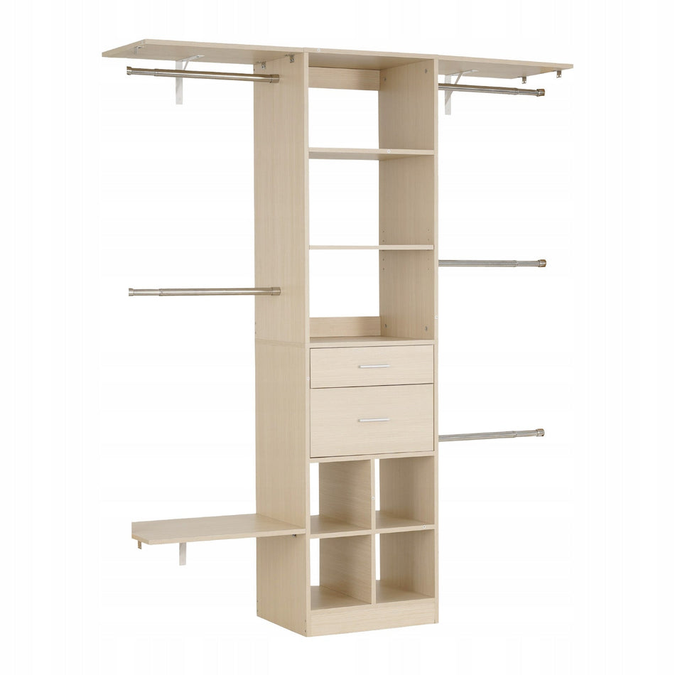 WIESZAK NA UBRANIA VEVOR DREWNIANY Z 2 SZUFLADAMI REGULOWANY ORGANIZER