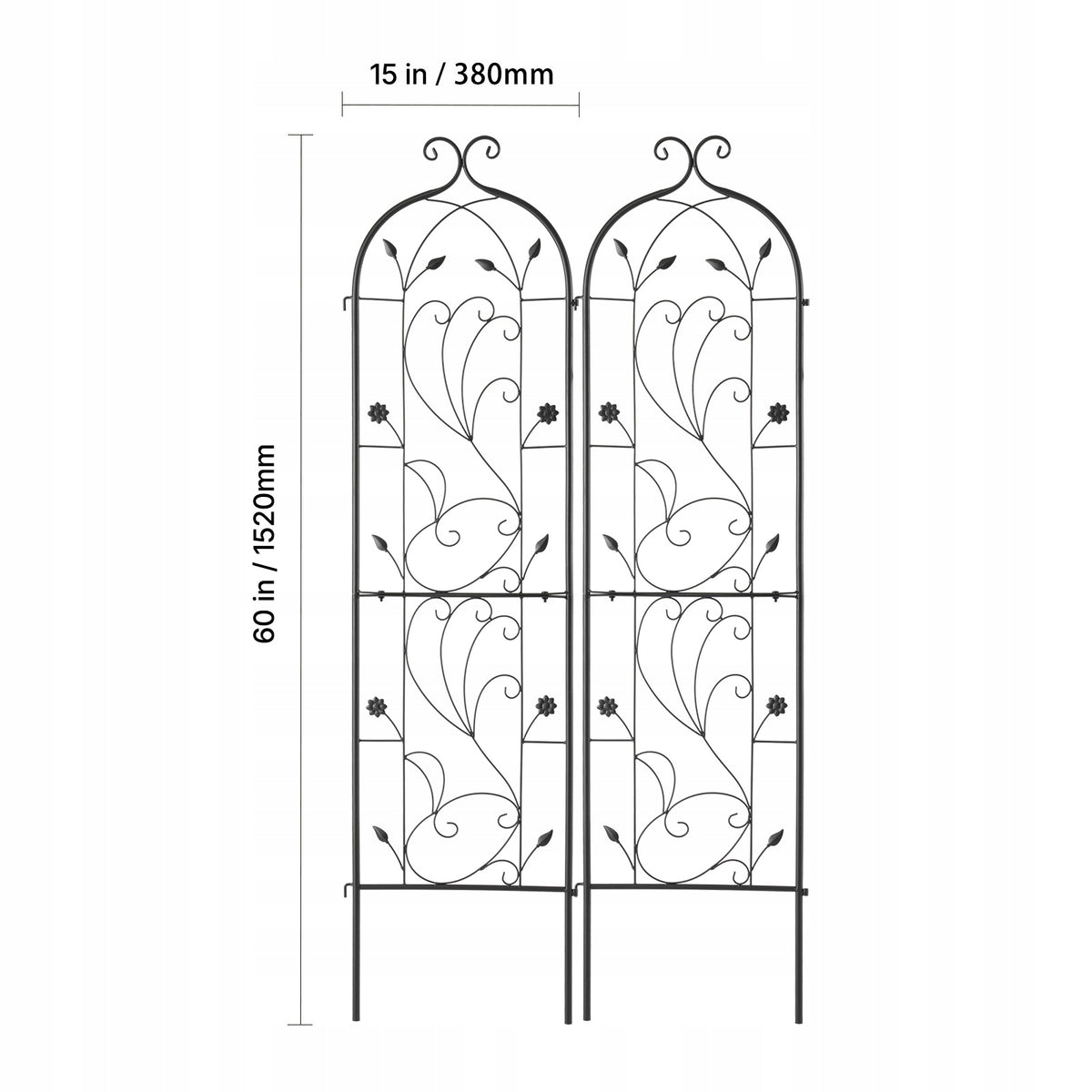 VEVOR ZESTAW 2 METALOWYCH KRATEK 38X152 CM ODPORNYCH NA RDZĘ DO KWIATÓW
