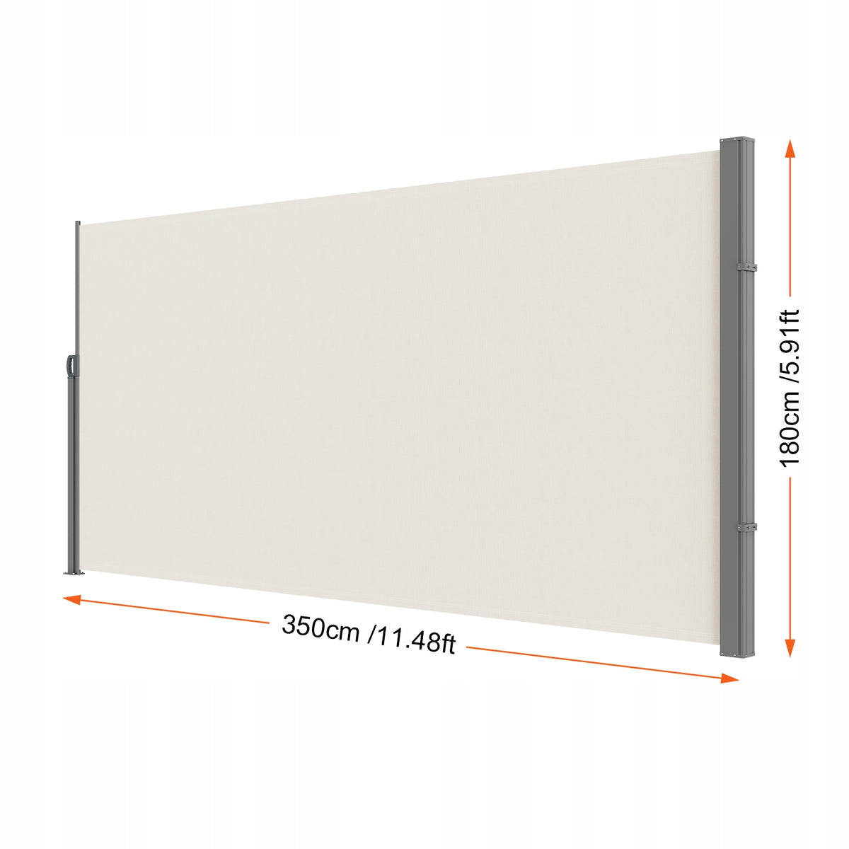 MARKIZA BOCZNA VEVOR 180X350 CM BEŻOWA PREMIUM WYSUWANA PATIO EKRAN SOLIDNA