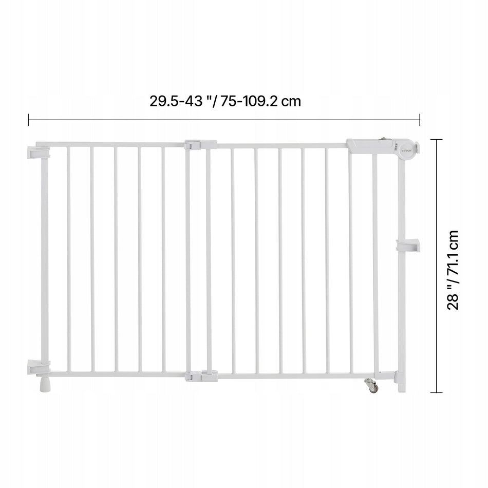 BRAMKA SCHODOWA VEVOR BABY GATE REGULOWANA 75-109 CM BIAŁA MOCNA BEZPROGOWA
