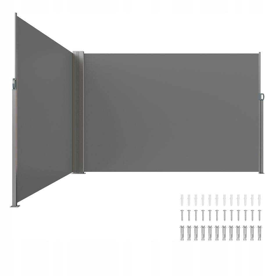 MARKIZA BOCZNA VEVOR 200X600 CM SZARA POLIESTER 180G MOCNA RAMA ŻELAZNA
