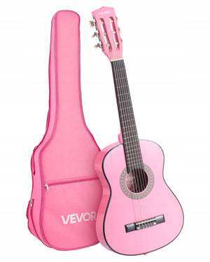VEVOR GITARA KONCERTOWA 780 MM ZESTAW STARTOWY KLASYCZNA PINK NYLONOWE