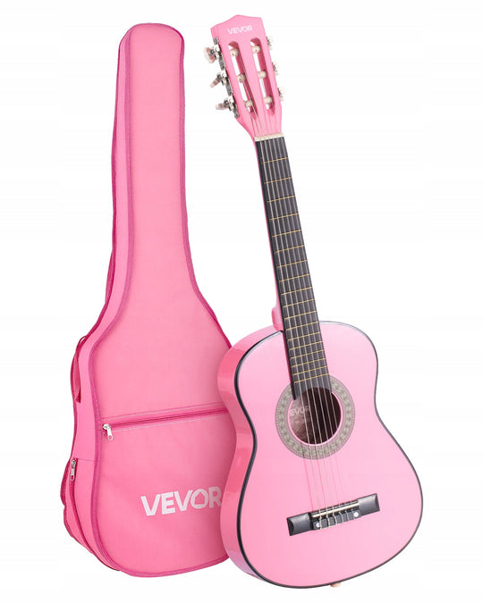 VEVOR GITARA KONCERTOWA 780 MM ZESTAW STARTOWY KLASYCZNA PINK NYLONOWE