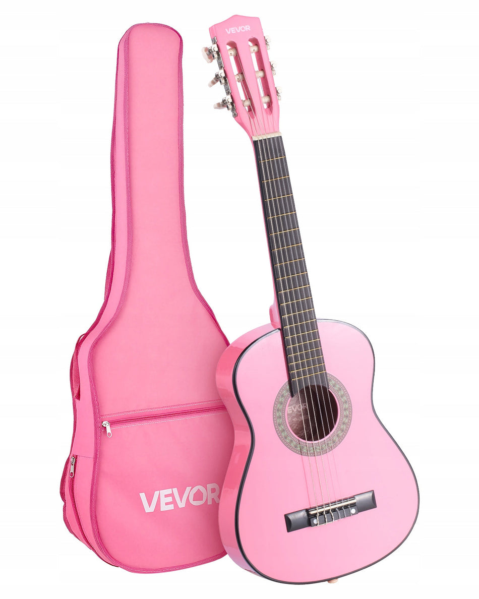 VEVOR GITARA KONCERTOWA 780 MM ZESTAW STARTOWY KLASYCZNA PINK NYLONOWE