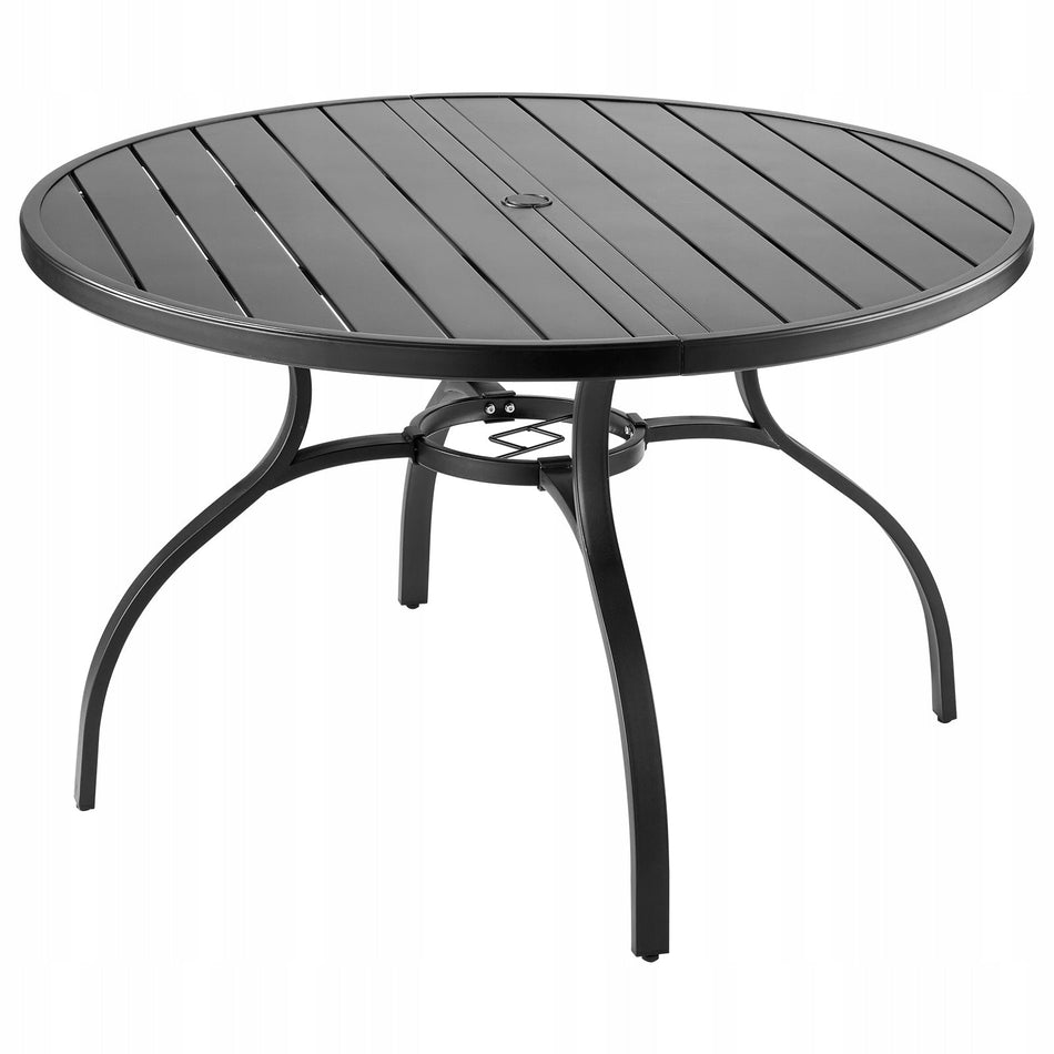 STÓŁ OGRODOWY VEVOR 120X72.5CM CZARNY MOCNY STÓŁ TARASOWY Z OTWOREM NA