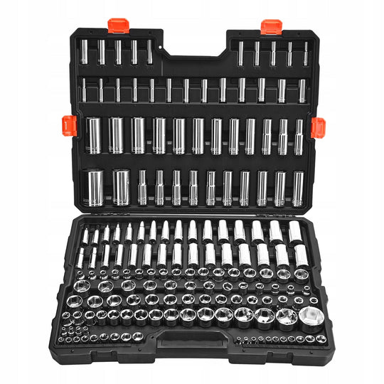 PREMIUM ZESTAW KLUCZY NASADOWYCH VEVOR 163 CZĘŚCI 9.53 6.35 12.7 MM SOLIDNY